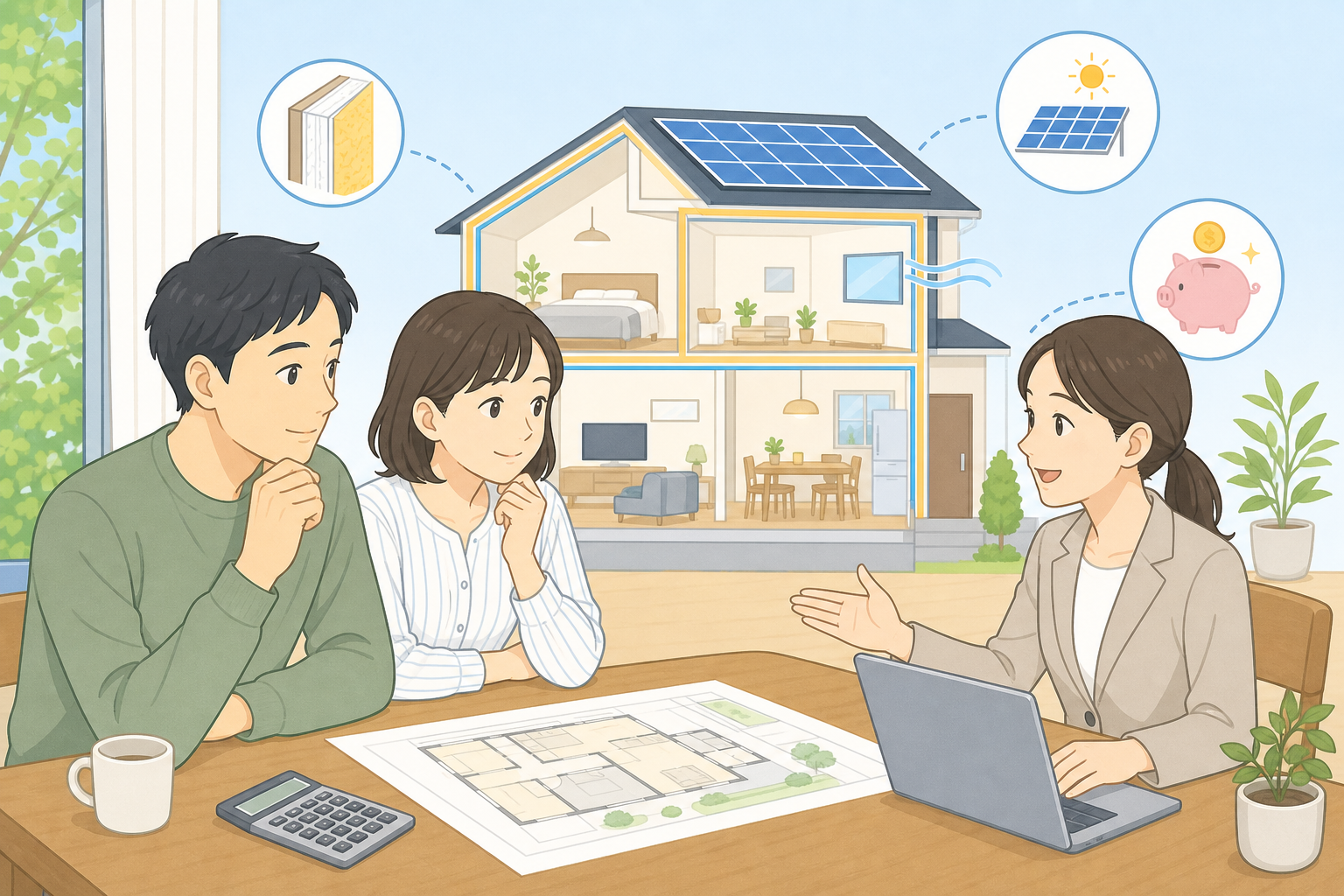 無理のない住宅ローン計画を立てる家族のイメージ
