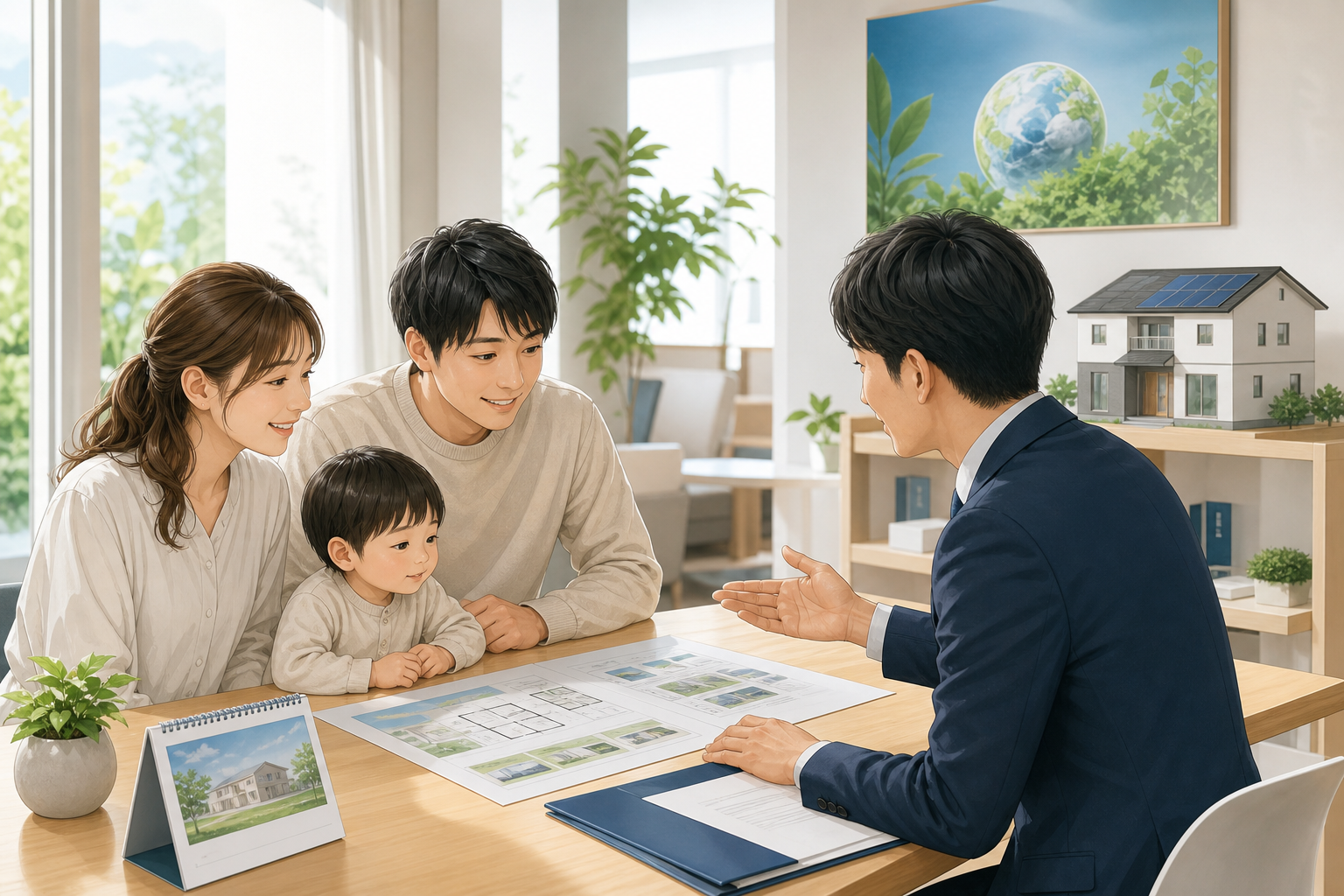 子育て世帯が住宅ローン控除の特例を相談しているイメージ